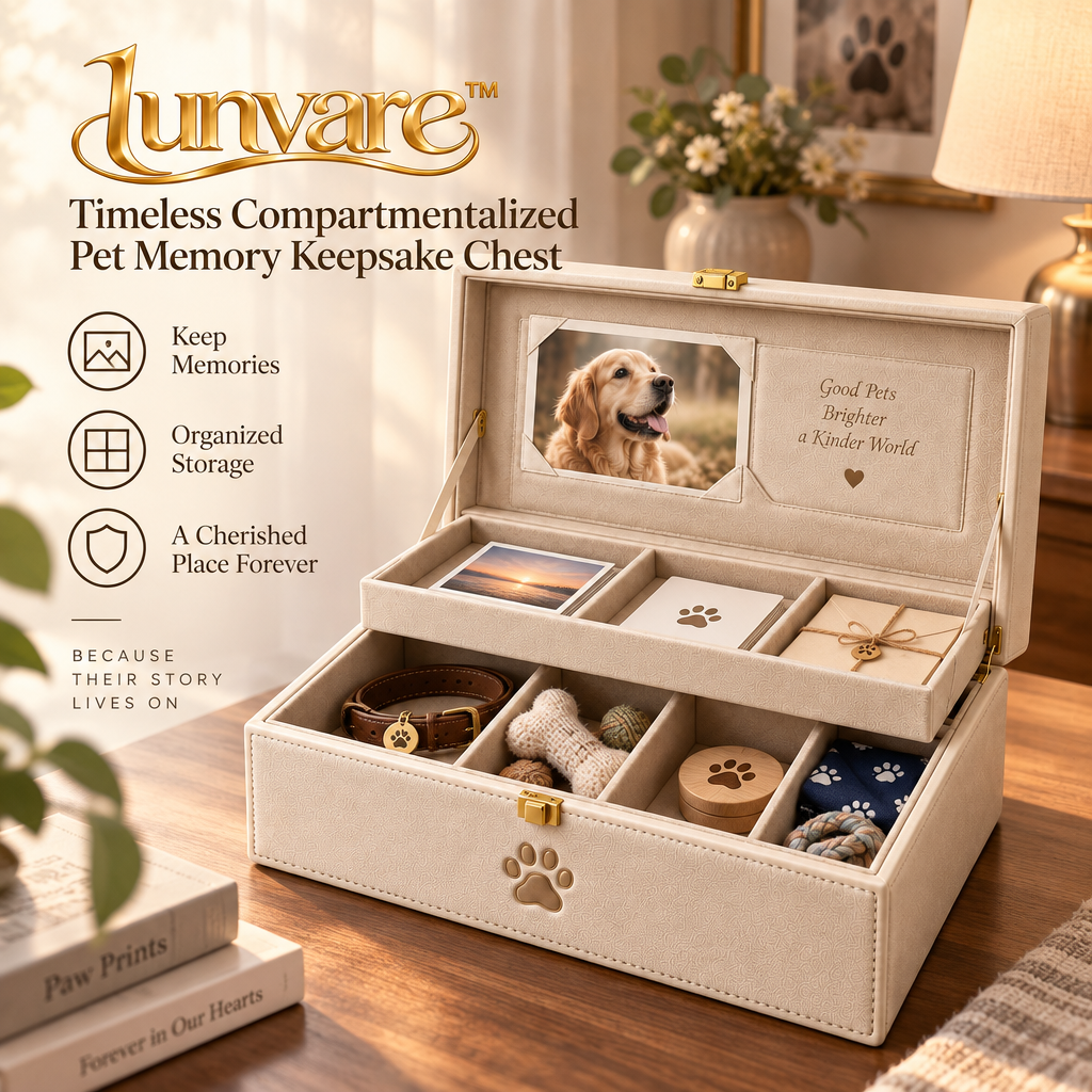 lunvare™ Timeless Compartmentalized Pet Memory Keepsake Chest