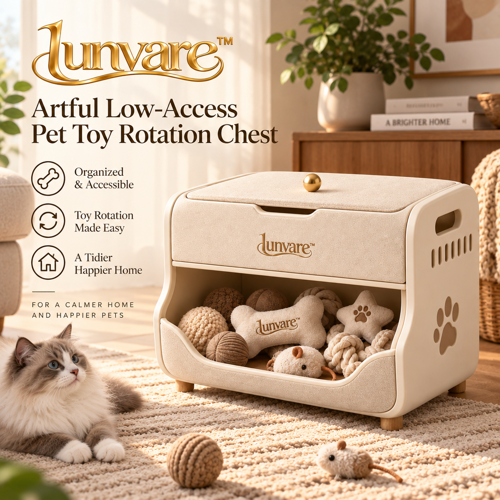 lunvare™ Artful Low-Access Pet Toy Rotation Chest
