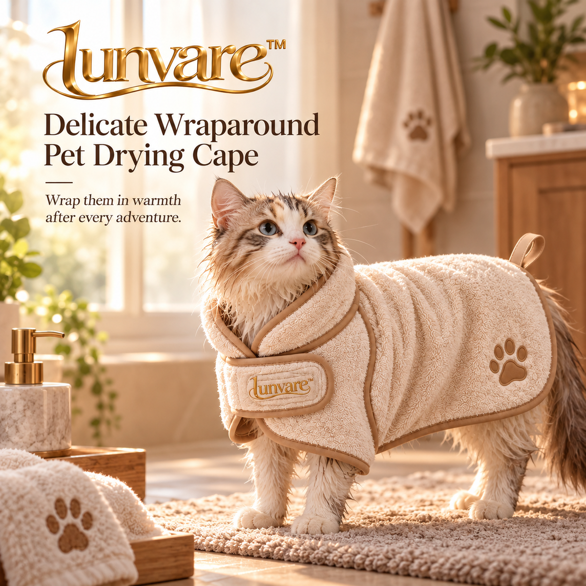 lunvare™ Delicate Wraparound Pet Drying Cape