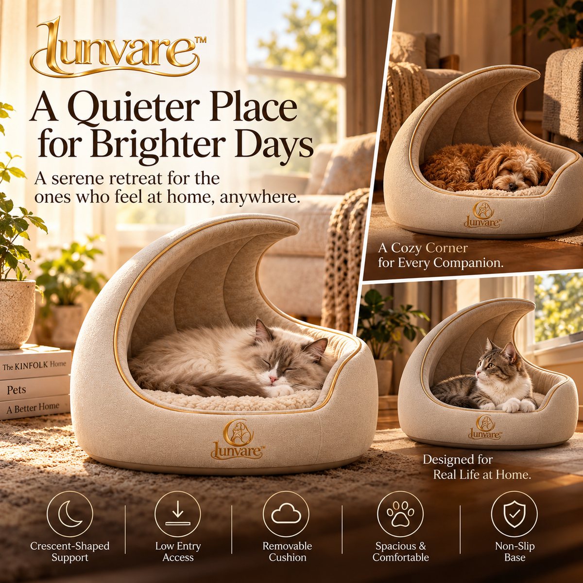 lunvare™ Serene Crescent Pet Resting Nook