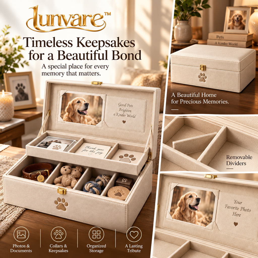 lunvare™ Timeless Compartmentalized Pet Memory Keepsake Chest