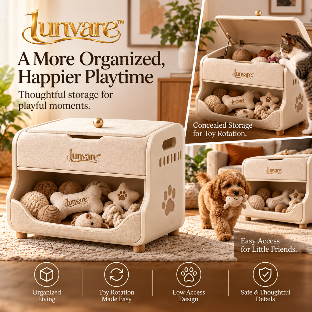 lunvare™ Artful Low-Access Pet Toy Rotation Chest