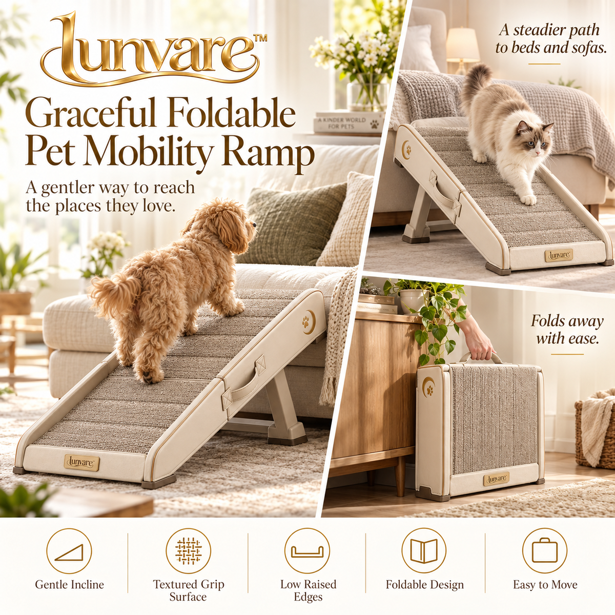 lunvare™ Graceful Foldable Pet Mobility Ramp
