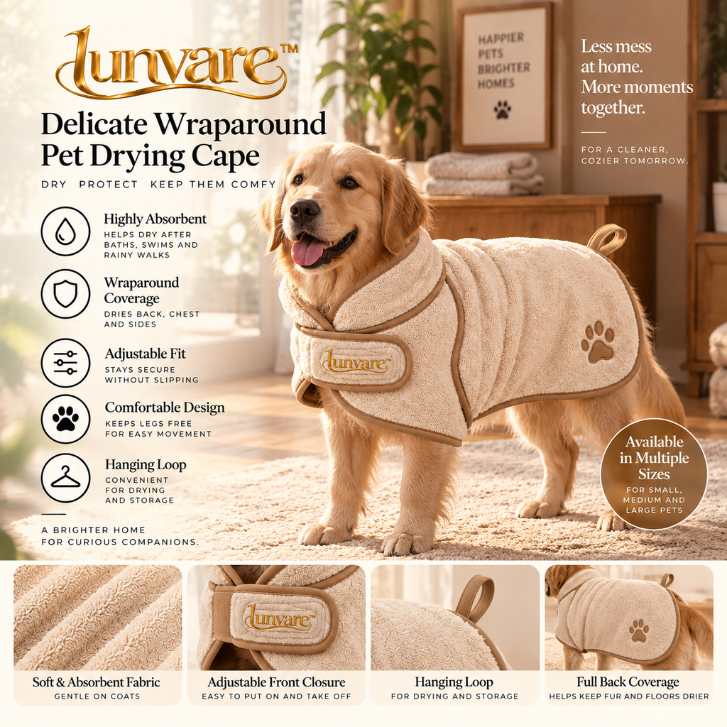 lunvare™ Delicate Wraparound Pet Drying Cape
