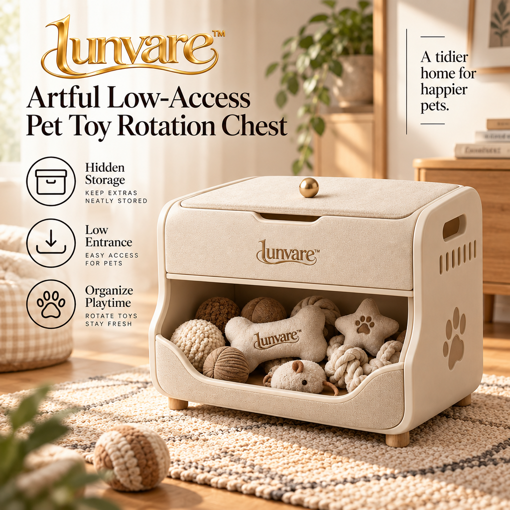 lunvare™ Artful Low-Access Pet Toy Rotation Chest