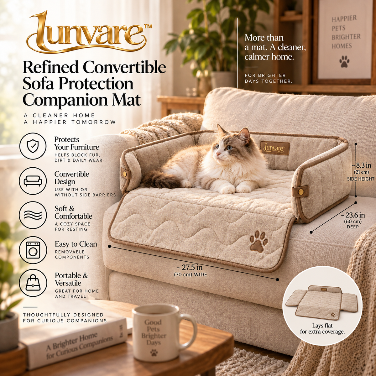 lunvare™ Refined Convertible Sofa Protection Companion Mat