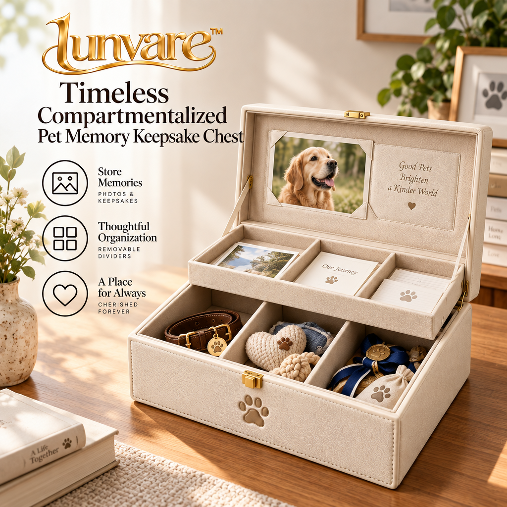 lunvare™ Timeless Compartmentalized Pet Memory Keepsake Chest