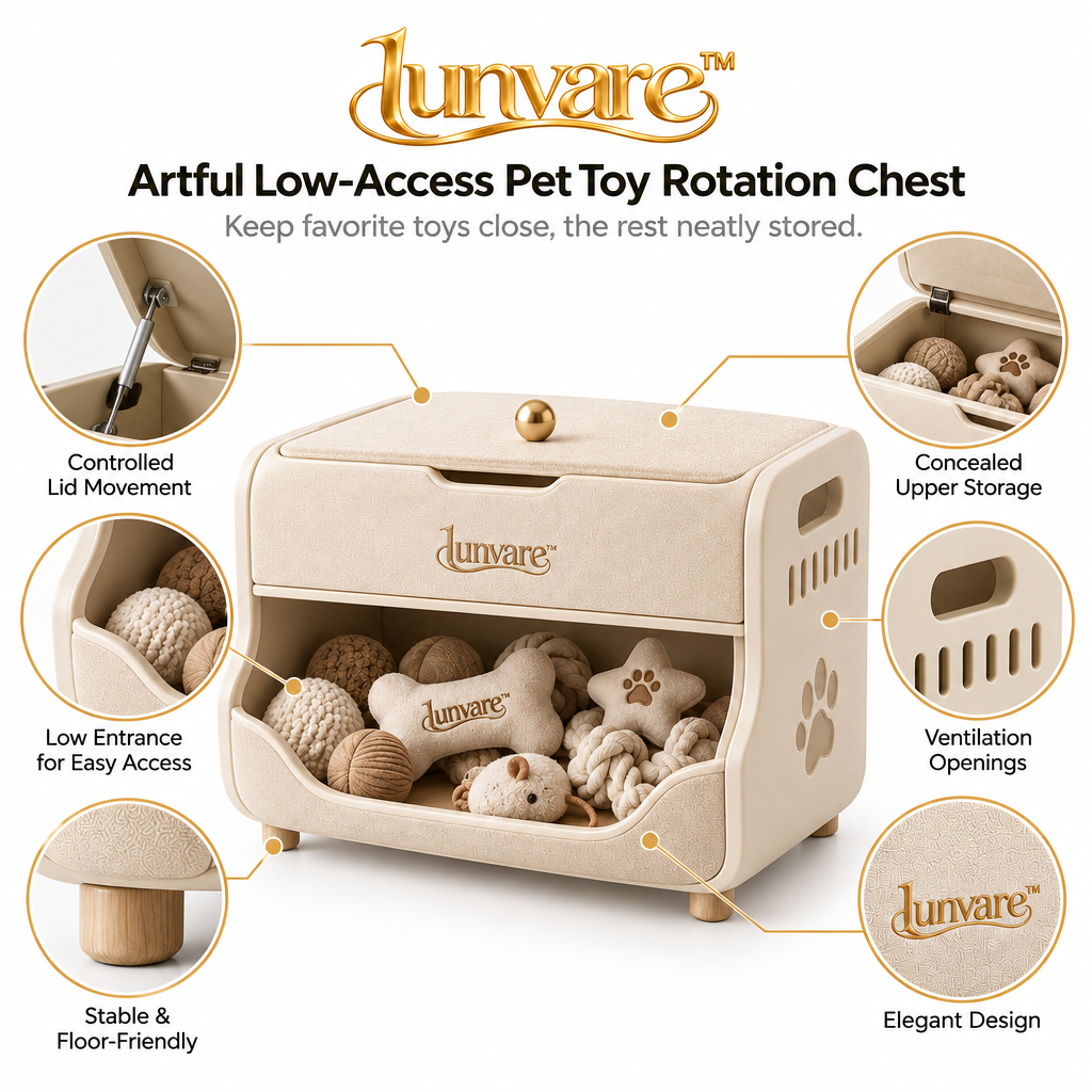 lunvare™ Artful Low-Access Pet Toy Rotation Chest