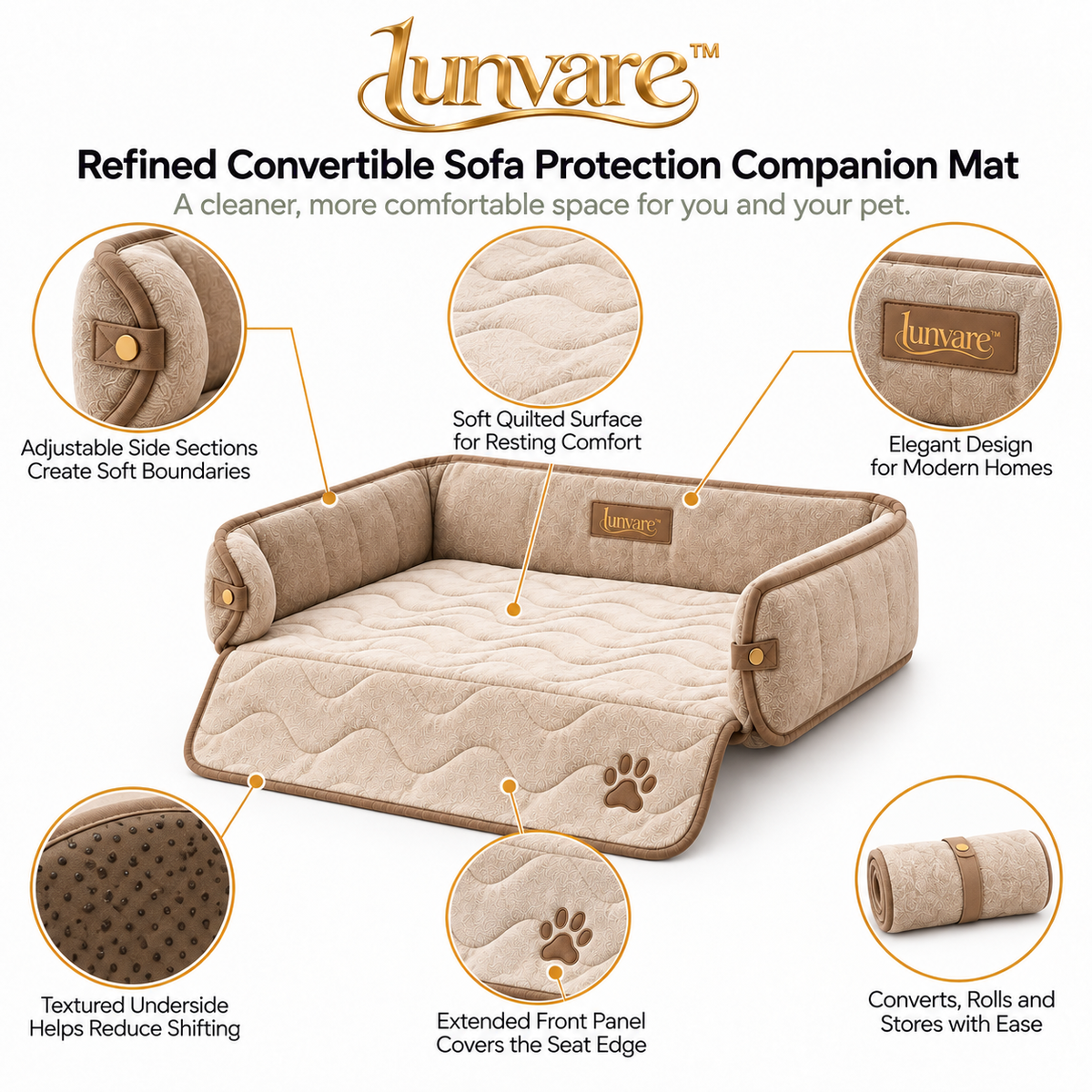 lunvare™ Refined Convertible Sofa Protection Companion Mat