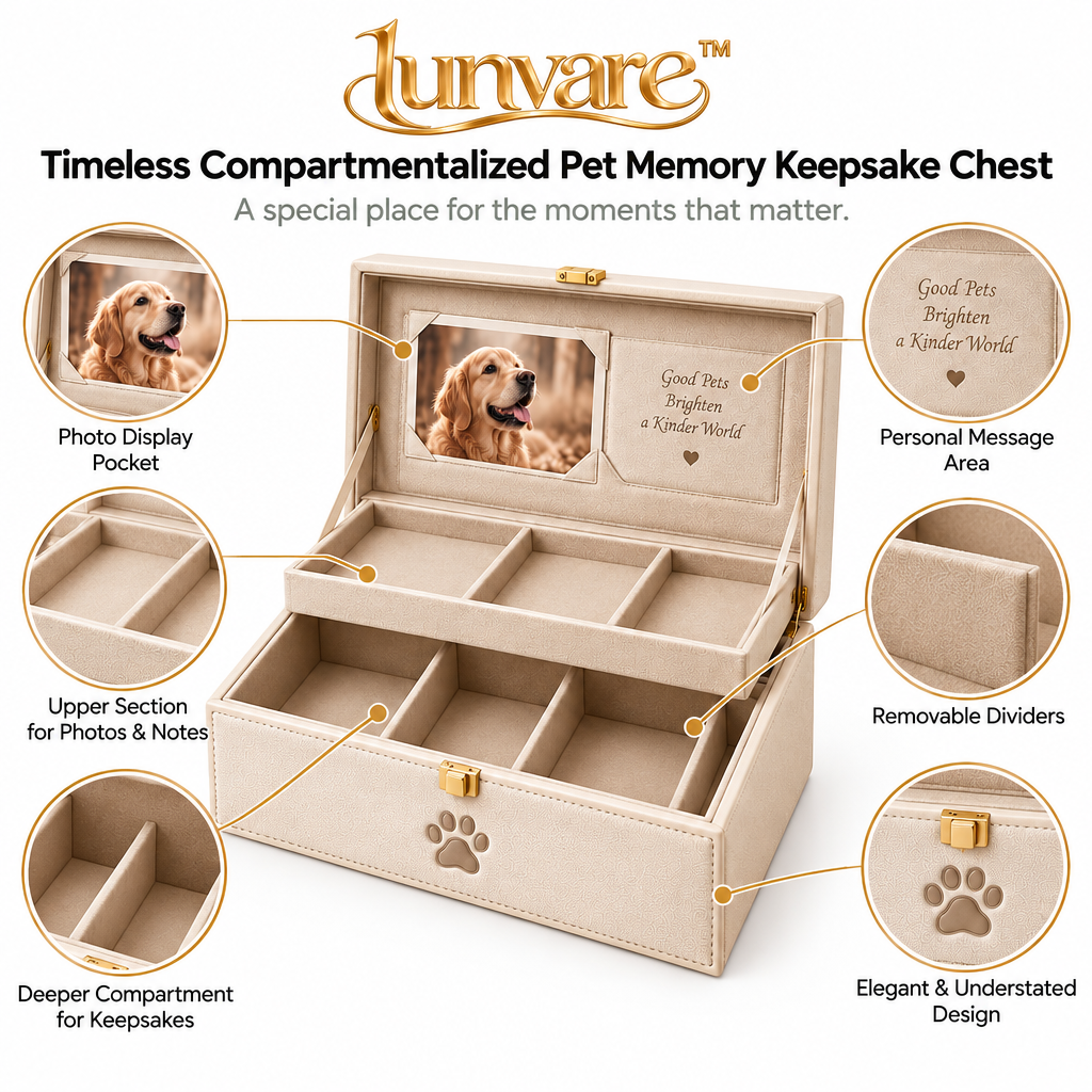 lunvare™ Timeless Compartmentalized Pet Memory Keepsake Chest