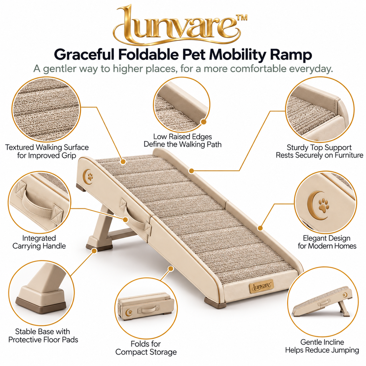lunvare™ Graceful Foldable Pet Mobility Ramp